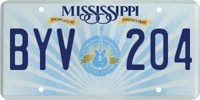 MS license plate BYV204