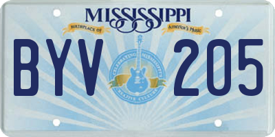 MS license plate BYV205