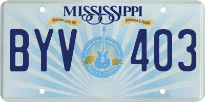 MS license plate BYV403