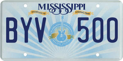 MS license plate BYV500