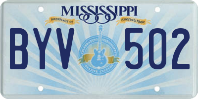 MS license plate BYV502