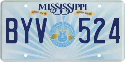 MS license plate BYV524