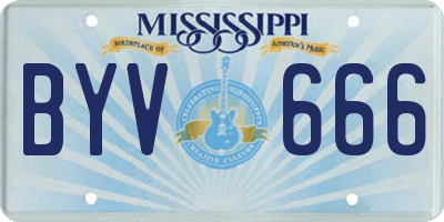 MS license plate BYV666