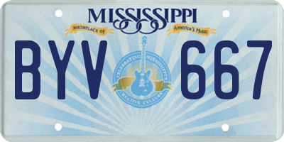 MS license plate BYV667
