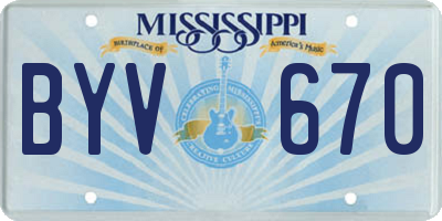 MS license plate BYV670