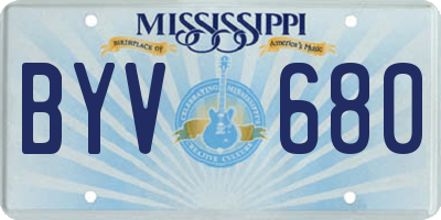 MS license plate BYV680