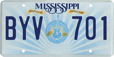 MS license plate BYV701