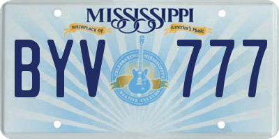 MS license plate BYV777