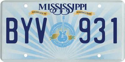 MS license plate BYV931