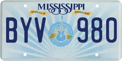 MS license plate BYV980