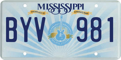 MS license plate BYV981