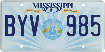 MS license plate BYV985