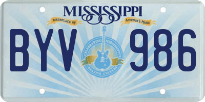 MS license plate BYV986