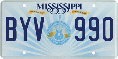 MS license plate BYV990