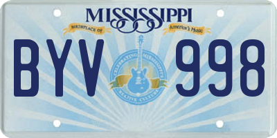MS license plate BYV998