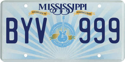 MS license plate BYV999