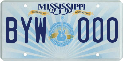 MS license plate BYW000
