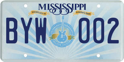 MS license plate BYW002