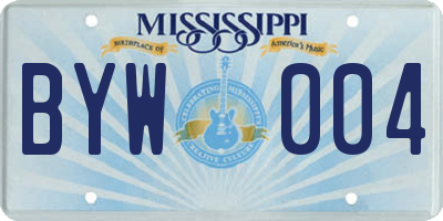 MS license plate BYW004