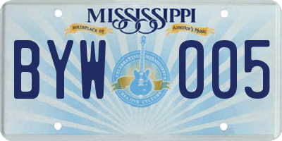 MS license plate BYW005