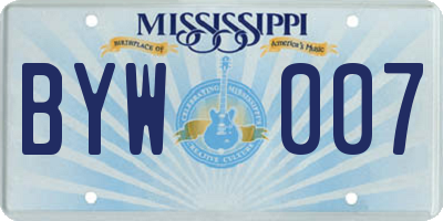 MS license plate BYW007