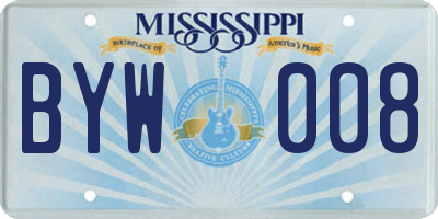 MS license plate BYW008