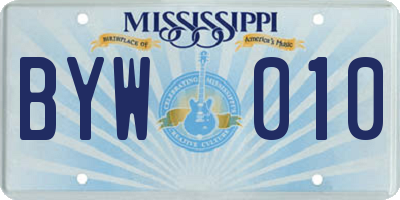 MS license plate BYW010