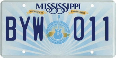 MS license plate BYW011