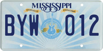 MS license plate BYW012