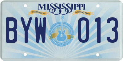 MS license plate BYW013