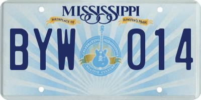 MS license plate BYW014
