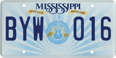 MS license plate BYW016