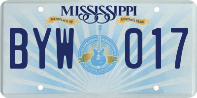 MS license plate BYW017