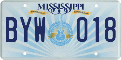 MS license plate BYW018
