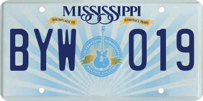 MS license plate BYW019