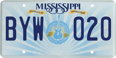 MS license plate BYW020