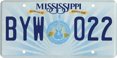 MS license plate BYW022