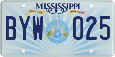 MS license plate BYW025