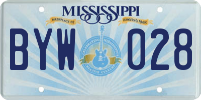 MS license plate BYW028