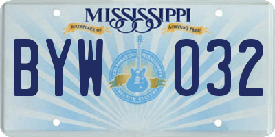 MS license plate BYW032