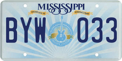 MS license plate BYW033