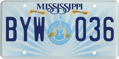 MS license plate BYW036