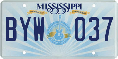 MS license plate BYW037