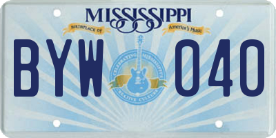 MS license plate BYW040