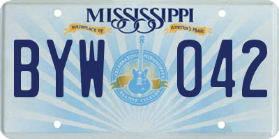 MS license plate BYW042