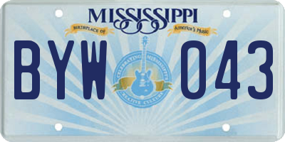 MS license plate BYW043
