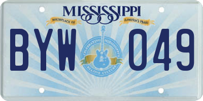 MS license plate BYW049