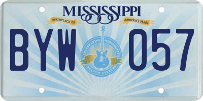 MS license plate BYW057