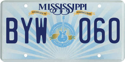 MS license plate BYW060