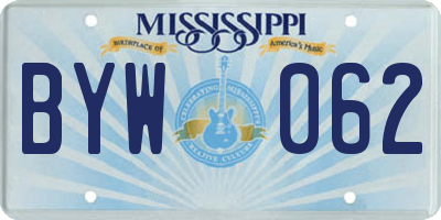 MS license plate BYW062